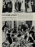 CELEBRATION - Hollywood Goes Formal For ELSA MAXWELL'S Salute To Free France. Pictured are Elsa Maxwell, Igor Stravinsky, Katina Paxinou, Alexandre Minotis, Mrs. Evelyn W. McLean, Orson Welles, Rita Hayworth, Cesar Romero (Now in the Coast Guard), Gene Tierney, Charles Boyer, Barbara Hutton, Oleg Casini, Greer Garson, Judge J.F.T. O'Connor, Cary Grant, Anita Colby, Maria Montez, Lana Turner, Pat Peterson, Judy Garland, Veree Teasdale, Mrs. Reginald Gardiner, Rosalind Russell, Joan Bennett, Artur Rubinstein, Danny Kaye, Frank Sinatra, and Lauritz Melchior. ..... 1944 LIFE Magazine Article, A5144A.