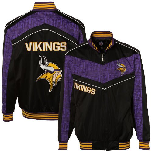Mtc Marketing NFL Men's Minnesota Vikings Lateral Track Jacket, Black/Purple, Medium