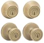 Kwikset 242T 5 CP Tylo Entry Knob and Single Cylinder Deadbolt Combo Pack, Antique Brass