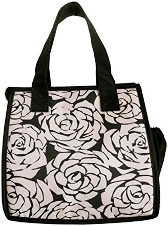 Artecobags Insulated Lunch Bag - Black with Cream Roses