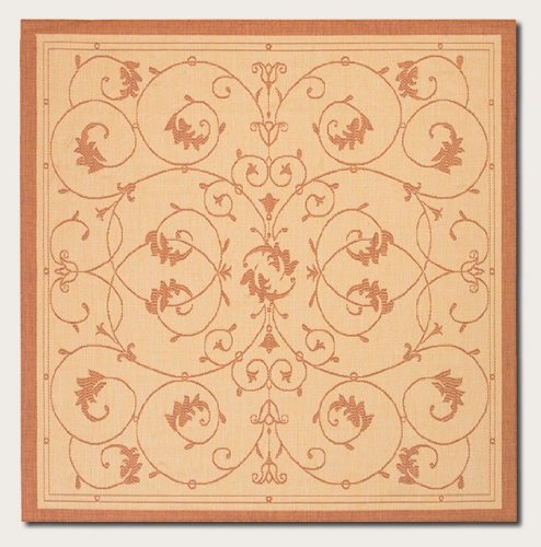 Couristan 1583/1112 Recife Veranda 8-Feet 6-Inch Square Rug, Natural and Terra Cotta