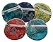 Round Chinese Embroidered Brocade Fabric Zippered Pouch - Set of 3 Assorted Colors