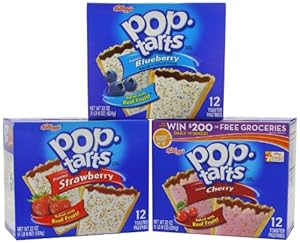 Kellogg's Poptarts Toasters, Strawberry, Blueberry and Cherry, 48 Count