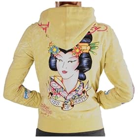 Buy ED HARDY by Christian Audigier Crystal Rock Ladies Hoodie Sweatshirt Jacket Green Khaki by Ed Hardy