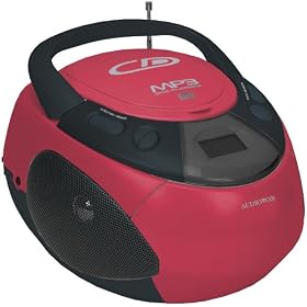 Audiovox CE249MP CD/MP3 Boombox with Digital AM/FM Tuner, Red