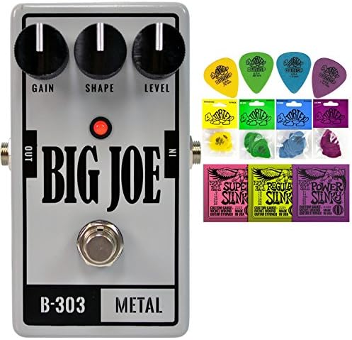 Big Joe Stomp Box Company B-303 Metal Distortion String Bundle w/ 2 free Items: Ernie Ball Guitar Strings, 1 Dozen Dunlop Tortex Picks