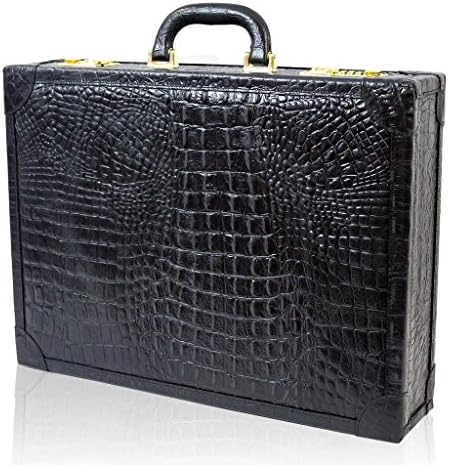 Terrida Italian Designer Diplomat Black Alligator Leather Briefcase Attache