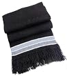 Handmade Pure Alpaca Natural Fiber Scarf - Classic Black w/ Stripes (Extra Large)