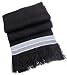 Handmade Pure Alpaca Natural Fiber Scarf - Classic Black w/ Stripes (Extra Large)