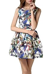 Sexy A-line Polyester General Print Spring Summer Sleeveless Wedding Dress/Mini Dress 