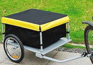Aosom Elite Bike Cargo / Luggage Trailer w/ Removable Cover - Black / Yellow