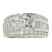 Sterling Silver Round-Cut Cubic Zirconia Ring with Channel Set Accents