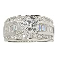 Sterling Silver Round-Cut Cubic Zirconia Ring with Channel Set Accents
