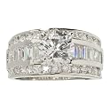 Sterling Silver Round-Cut Cubic Zirconia Ring with Channel Set Accents