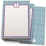 Blue and Hot Pink 'Greek' Note Pad with 'T' Monogram. 24 Luxe Cover Stock Sheets per set. 2-pack.