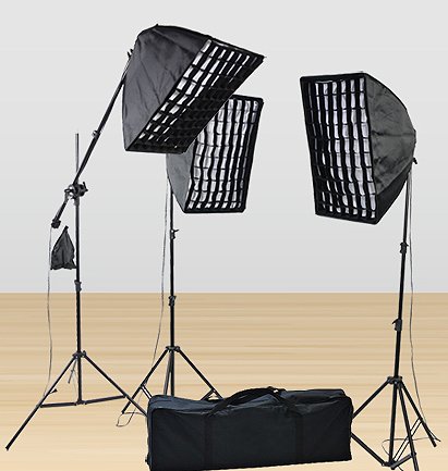 JRFOT 2400 Watt Light Kit Lighting Kit Three Softbox With Grid New Model FGD2 By JRFOTO On Sale