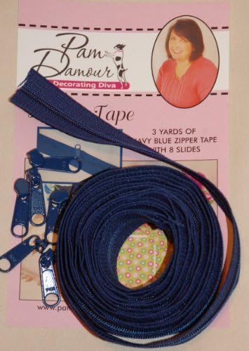 The Decorating Diva Tape 3 yds Zipper, 3 yd, Navy