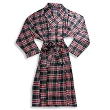 Pleetway - Mens Big And Tall Flannel Plaid Robe, Black, Multi