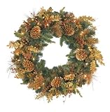 GKI/Bethlehem Lighting Radiant Gold 30-Inch Christmas Wreath with 50 Clear Mini Lights