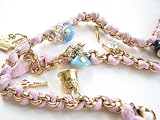 Disney Couture 14K Gold Plated Sewing Theme MultiCharms Suede Wrap Bracelet Pink We Do NOT Ship To...