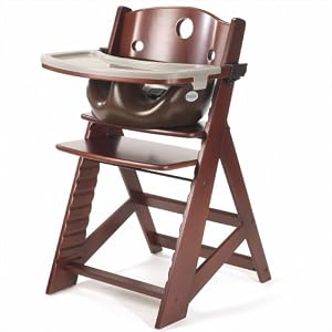 Keekaroo Height Right High Chair, Infant Insert and Tray Combo, Mahogany/Chocolate