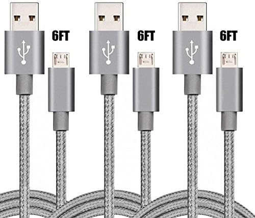 LPCD Android Micro USB Cable, 3 Pack 6FT Nylon Braided Tangle Free Micro USB Charging Cord for Tablets &amp; Phones, Samsung, HTC, LG,Motorola and More