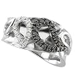 Sterling Silver and 14K White Gold Black and White Diamond Ring