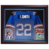 Emmitt Smith Autographed Florida Gators (Blue #22) Deluxe Framed Jersey - Emmitt Holo