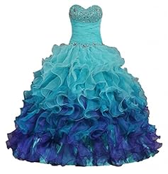 Floor Length Sweetheart Organza  Pleated Beaded Crystal  Ball Gown Quinceanera Dress 