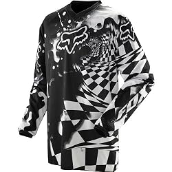 Fox Racing HC Checked Out Youth Boys MX Motorcycle Jersey w/ Free B&F Heart Sticker - White/Black