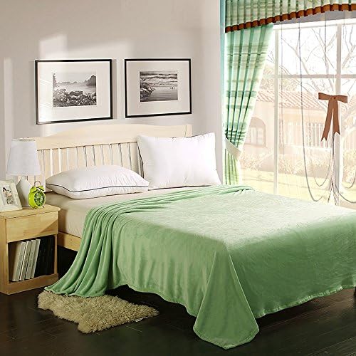 Jamemory Soft Warm Flannel Bed Throw Blankets Sheets Lightweight Breathable Couch Plush Blankets Slipcover, 70 x 78, Light Green