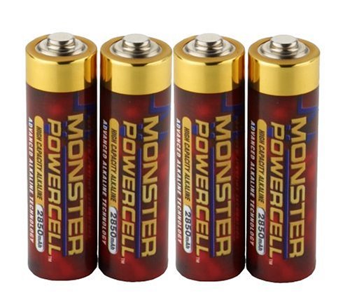 Monster High Capacity Alkaline Monster PowerCells AA 2850 mAh Power Capacity AA 4 Pack 2850 mAh MB AA ALKA-4