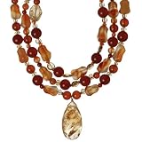 14k Yellow Gold Carnelian and Citrine Necklace with Faceted Citrine Pendant, 17-19
