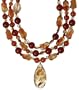 14k Yellow Gold Carnelian and Citrine Necklace with Faceted Citrine Pendant, 17-19"