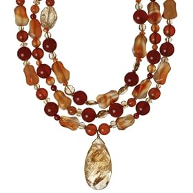 14k Yellow Gold Carnelian and Citrine Necklace w  Faceted Citrine Pendant,... by Amazon.com Collection