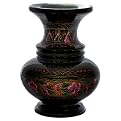 Painted Floral Black Lacquer Vase