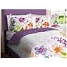 Purple, Green, Orange & White Girls Multi Flower Full Comforter Set (7 Piece Bed In A Bag)