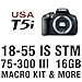 Canon EOS Rebel T5i - 700D Camera 4 Lens Kit with 18-55 IS STM, 75-300mm, 58mm Wide Angle, 58mm 2X Telephoto, 16 GB and More