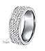 Womens Stainless Steel Eternity Ring CZ Birthstone Crystal Cubic Zirconia Circle Round,White