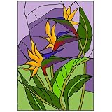Bird of Paradise Vertical Art Glass Panel Wall Hanging Suncatcher 20 x 14