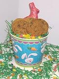 Gourmet Food : Scott's Cakes 1 lb. Brownie Chunk Cookies in a Blue Bunny Pail with Jelly Beans and Milk Chocolate Bunny