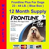 Frontline Plus Dogs 23-44 lb. 12 Pack (Blue) * Free Shipping *
