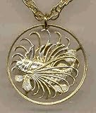 Singapore 50 Cent "Lionfish" Two Tone Coin Cut Out Pendant with 24" Chain