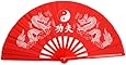 Crazy K&A 35cm Bamboo Chinese Fan Tai Chi Kung Fu Folding Fan With Dragon Design (Red)