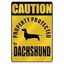 CAUTION " PROPERTY PROTECTED BY DACHSHUND " PARKING SIGN DOG