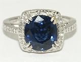Ladies 18k White Gold Natural Blue 3.44ct Sapphire and Diamond Ring