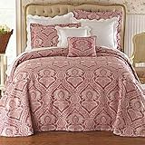 Red Cotton Matelasse Bedspread Coverlet Bedding Set Queen