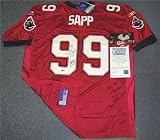 Warren Sapp Autographed/Hand Signed Red Tampa Bay Buccaneers Authentic Reebok Jersey