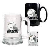 San Diego Chargers 15oz Tankard, 15oz Ceramic Mug & 2oz Shot Glass Set - Helmet Logo NFL Football