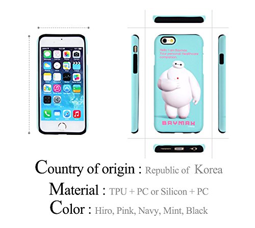 TSUMTSUM Hard Case iPhone6+_Minnie Disney Genuine Hard Clear Bumper Case Collection Clear Donald Duck, Clear Daisy Duck, Clear Mickey, Clear Minnie, Stitch, Pooh, for iPhone 6 plus (Bighero_Silicon_Black)